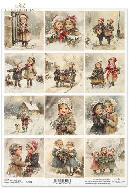 Papier de Riz Enfants en hiver R2665