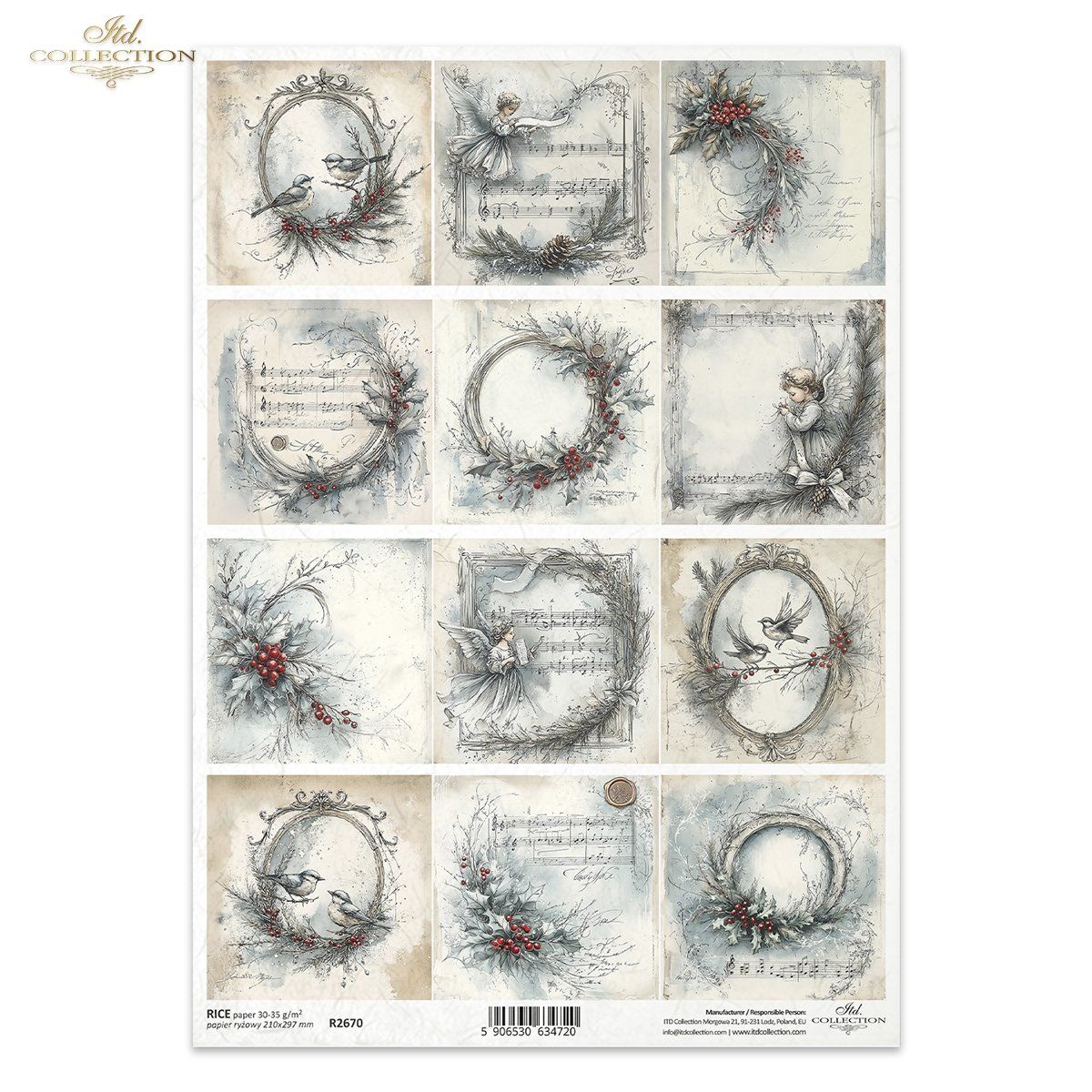 Papier de Riz Cadres et Partitions R2670