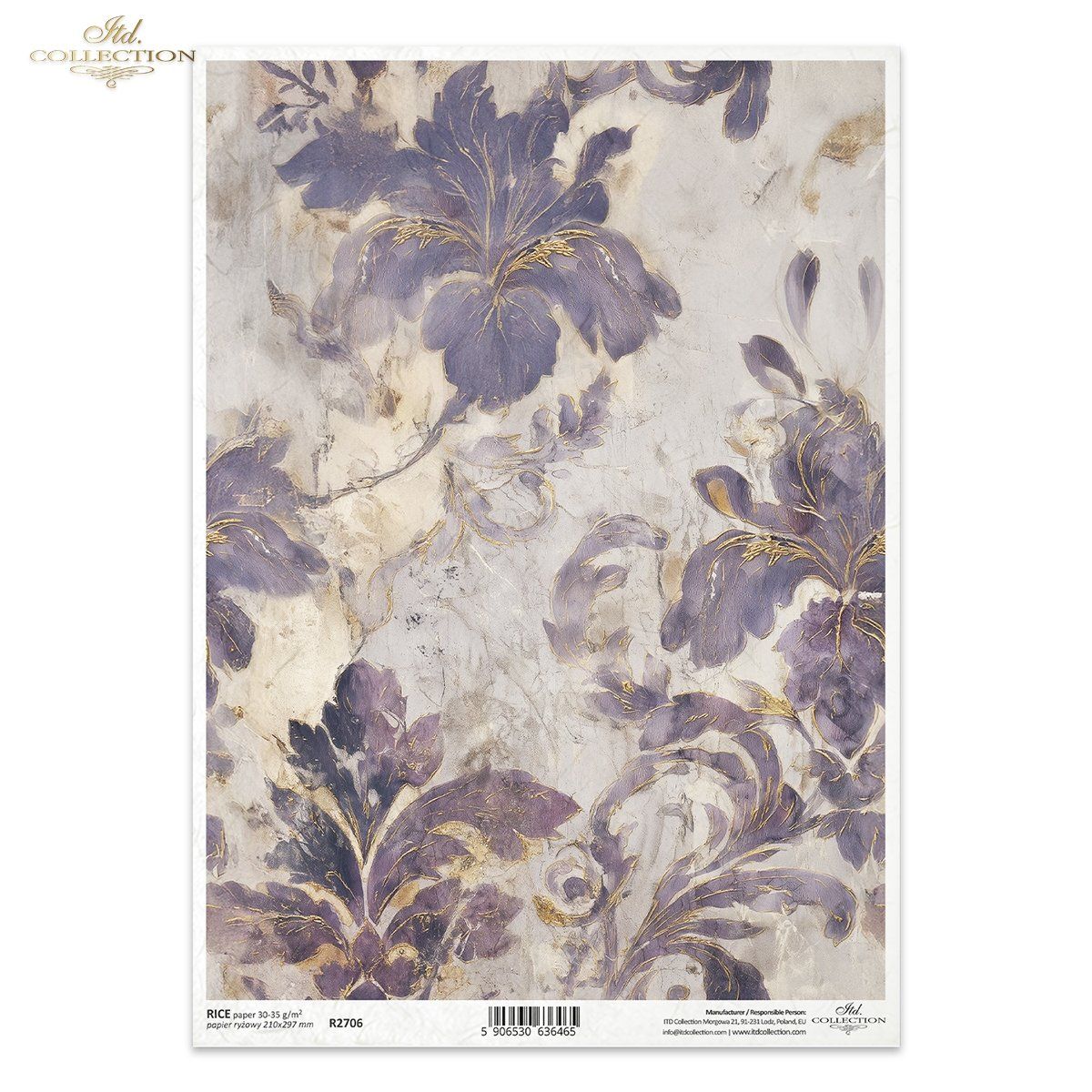 Papier de Riz Jardin des Muses Mauve R2706