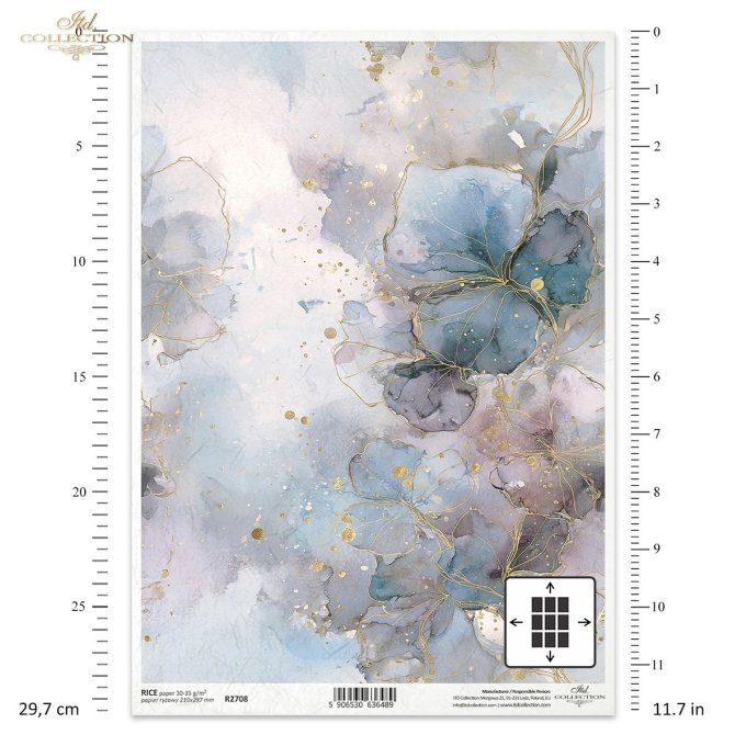 Papier de Riz Jardin des Muses Bleu R2708