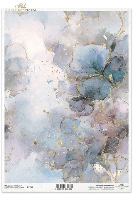 Papier de Riz Jardin des Muses Bleu R2708