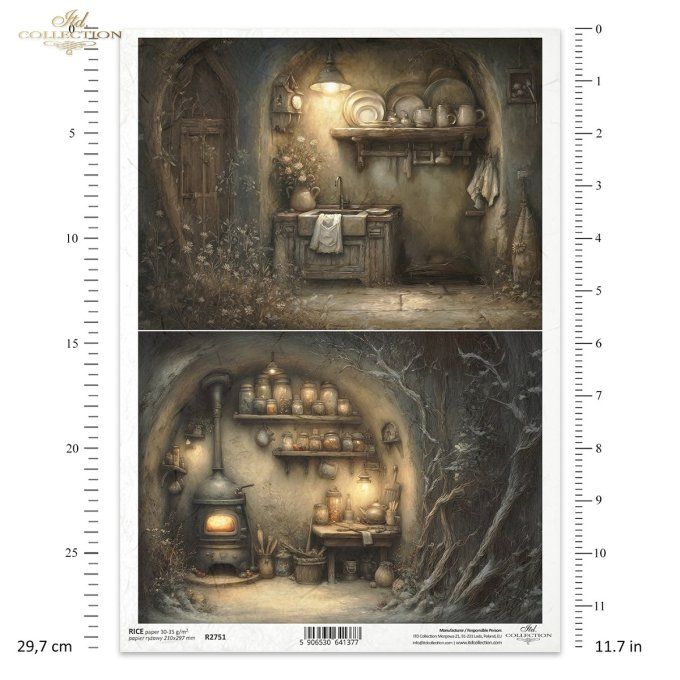 Papier de Riz Maison des souris Salle d'eau et Cuisine R2751