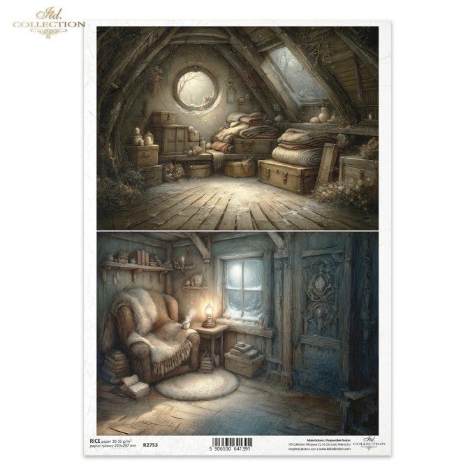 Papier de Riz Maison des souris Grenier et Salon R2753