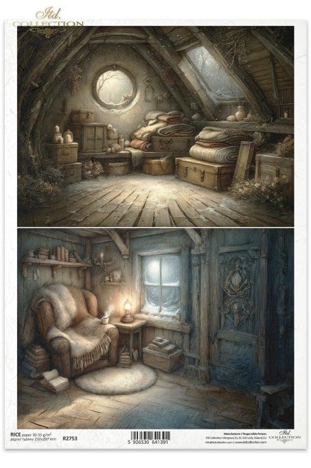 Papier de Riz Maison des souris Grenier et Salon R2753