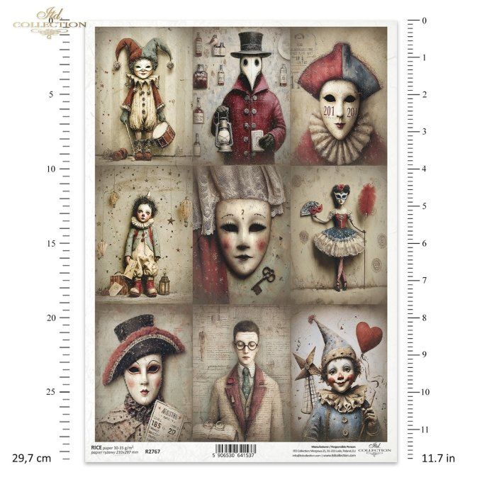 Papier de Riz Etiquettes commedia dell'arte R2767