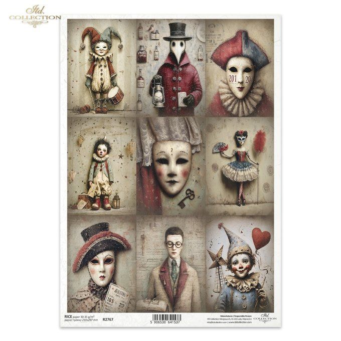 Papier de Riz Etiquettes commedia dell'arte R2767