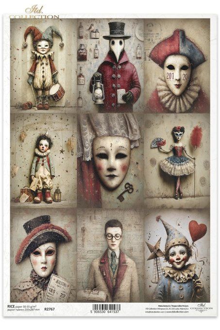 Papier de Riz Etiquettes commedia dell'arte R2767