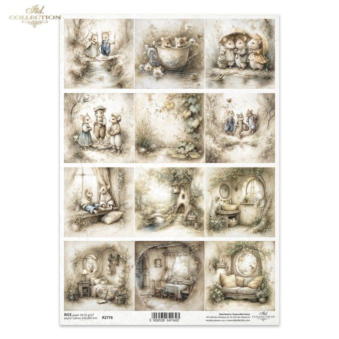 Papier de Riz Le monde des souris Printemps R2778