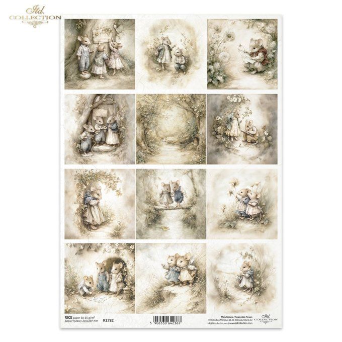 Papier de Riz Souris en forêt R2782