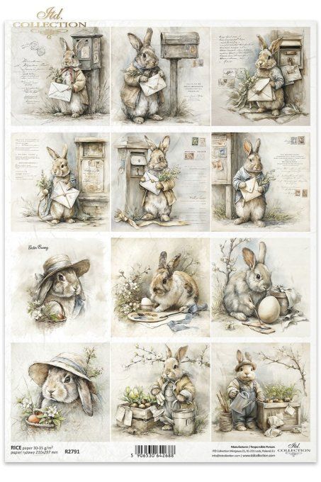 Papier de Riz Illustrations Lapins R2791