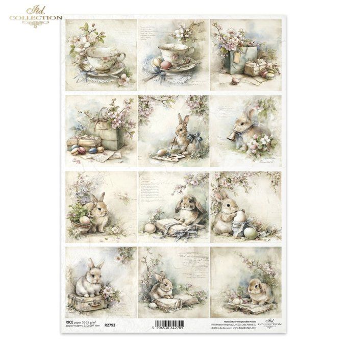 Papier de Riz Lapinous de Printemps R2793