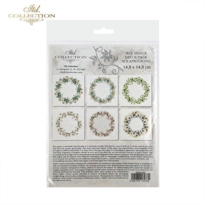 Papier de Riz Couronnes de fleurs x 6 RSM057
