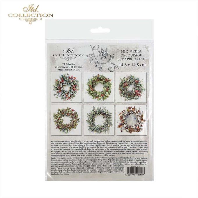 Papier de Riz Couronnes de Noël x 6 RSM100