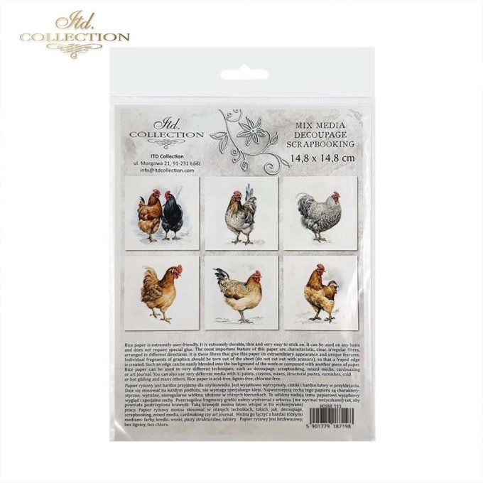 Papier de Riz Jolies Poules x 6 RSM111