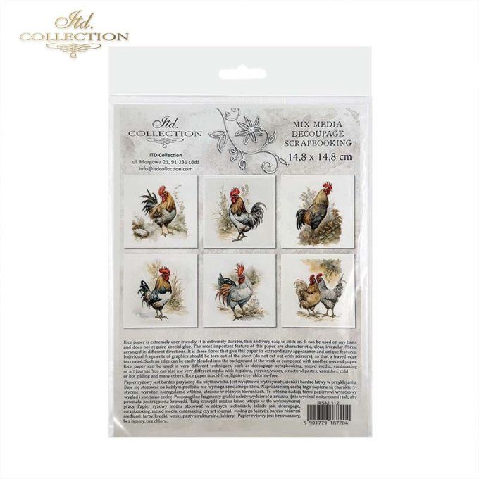 Papier de Riz Jolis Coqs x 6 RSM112