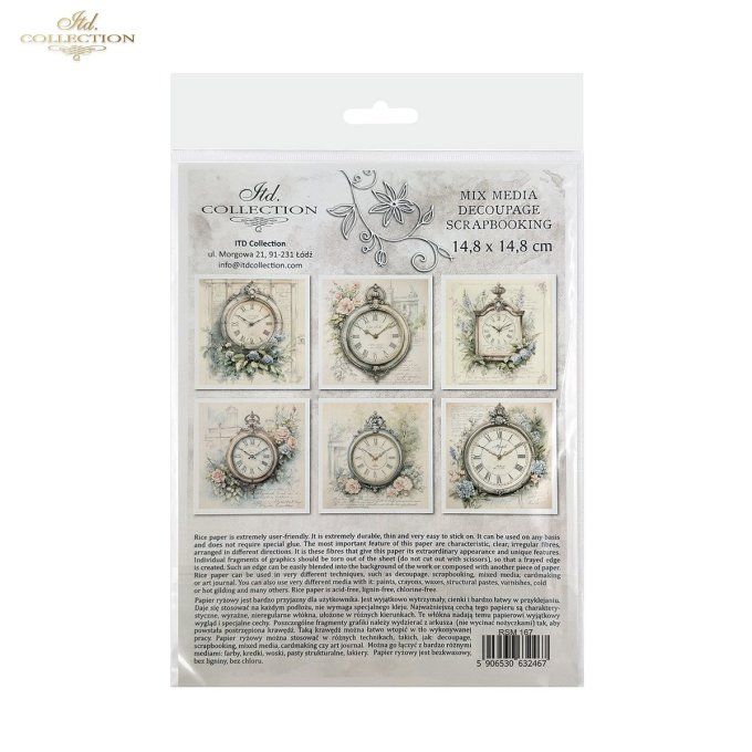 Papier de Riz Horloges x 6 RSM167