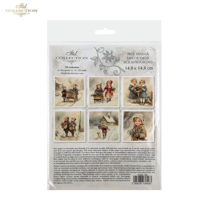 Papier de Riz Enfants en hiver Vintage x 6 RSM185