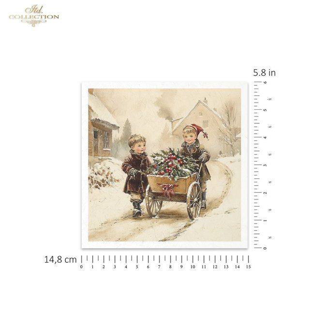 Papier de Riz Enfants en hiver Vintage x 6 RSM185