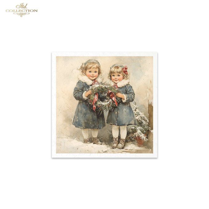 Papier de Riz Enfants en hiver Vintage x 6 RSM185