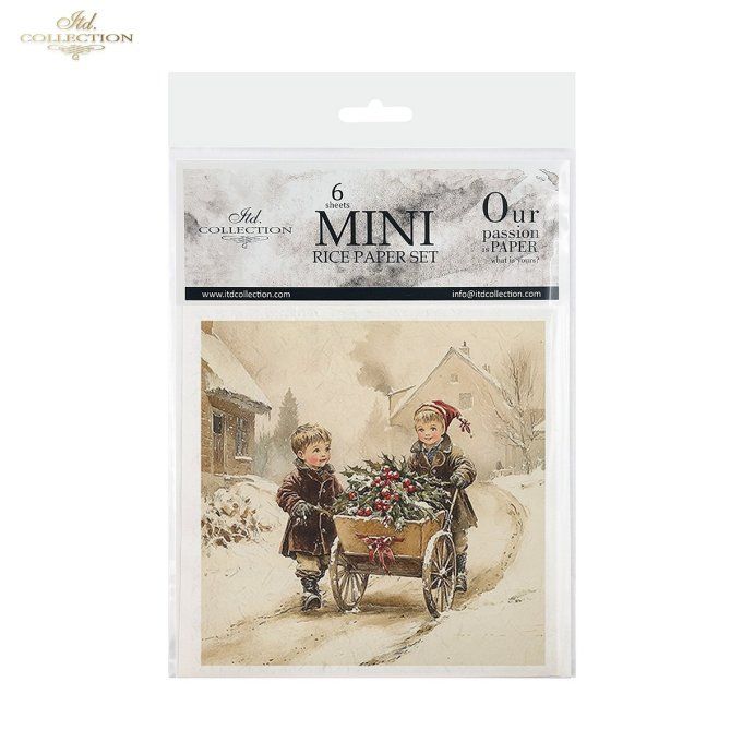 Papier de Riz Enfants en hiver Vintage x 6 RSM185
