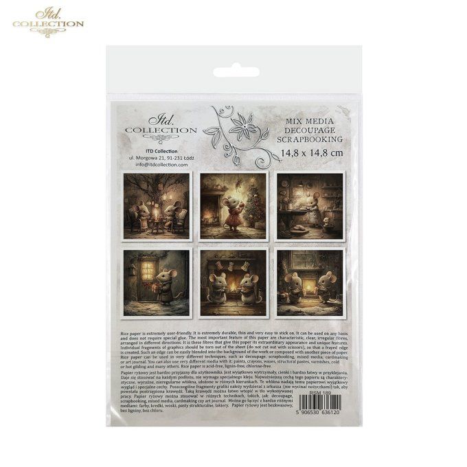 Papier de Riz Temps de Noël chez les souris x 6 RSM189