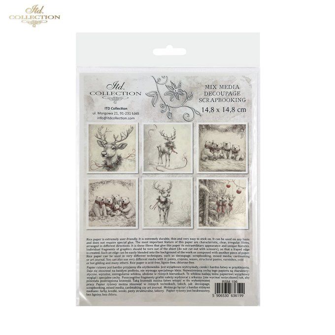 Papier de Riz Dessine-moi un renne x 6 RSM196
