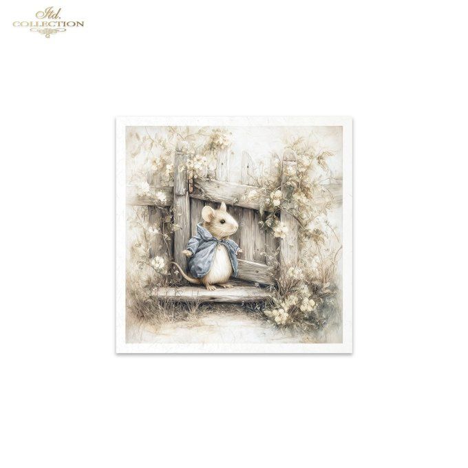Papier de Riz Souris au jardin  RSM234