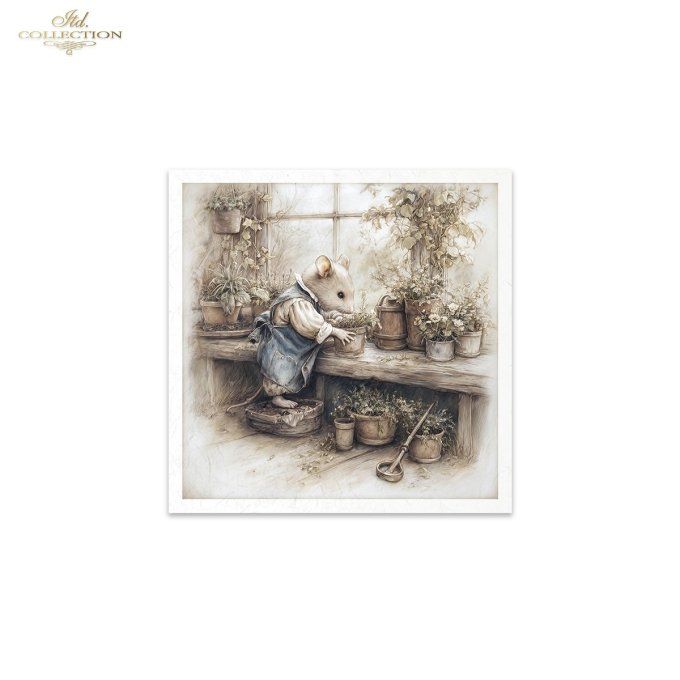 Papier de Riz Souris au jardin  RSM234