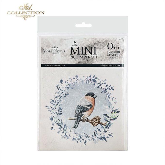 Papier de Riz Oiseaux Couronne d'hiver x 6  RSM049