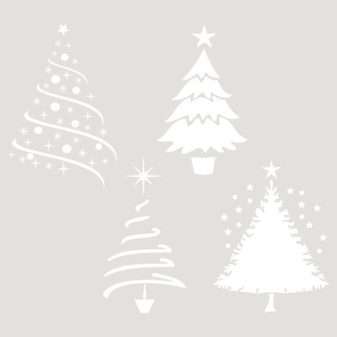 Pochoir Sapins de Noël x 4
