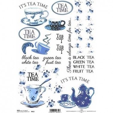 Papier de Riz Tea Time bleu