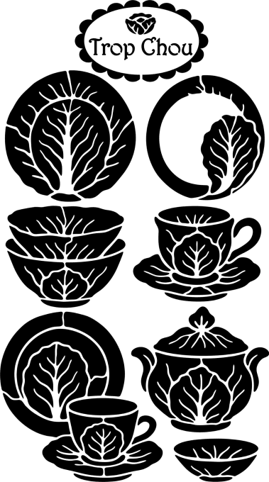 Pochoir Vaisselle Trop chou