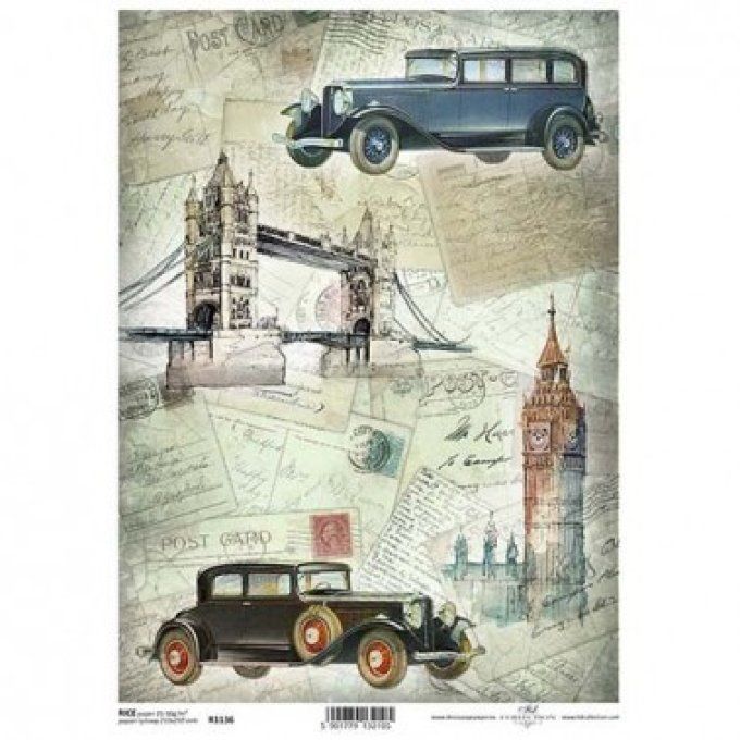 Papier de Riz Voitures de Collection Londres R1136