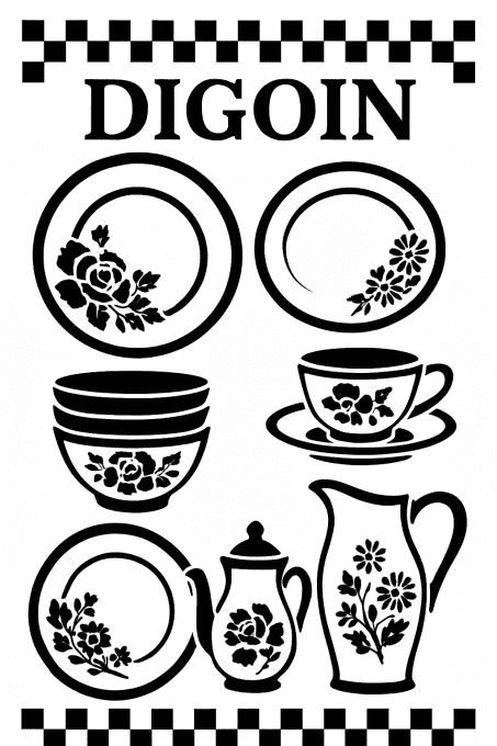 Pochoir Vaisselle Digoin