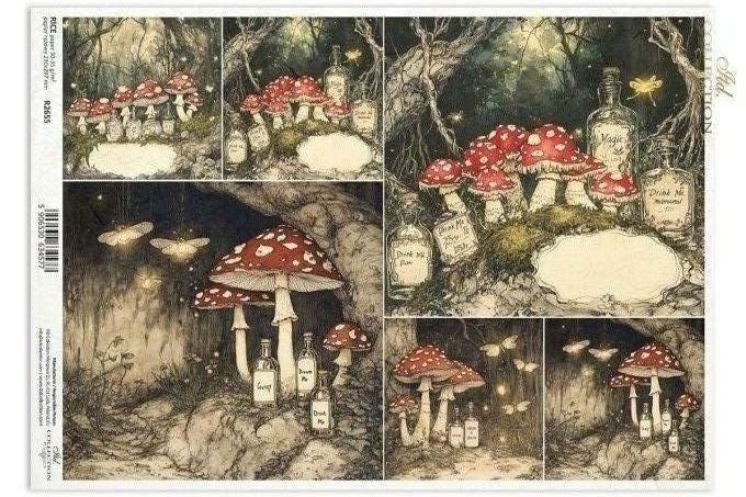 Papier de Riz La forêt de champignons R2655