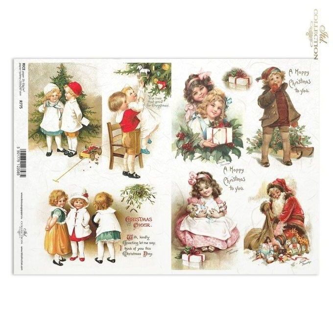 Papier de Riz Noël Rétro R0775