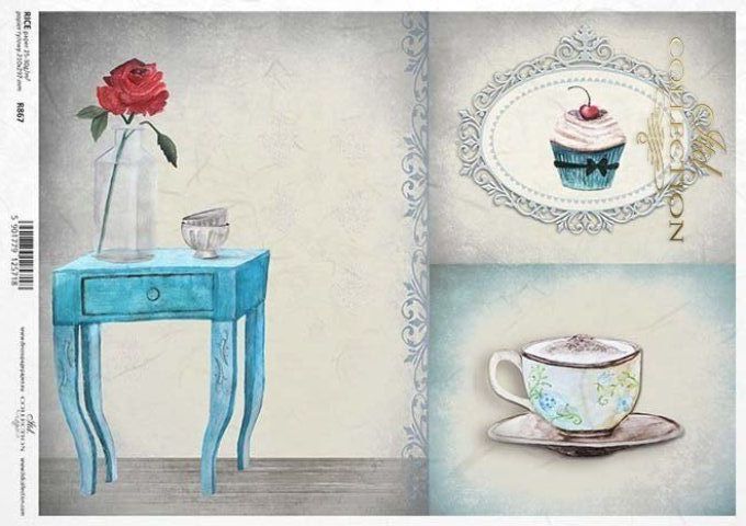 Papier de Riz Console Bleu R0867