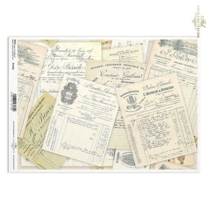 Papier de Riz Factures Anciennes R1106