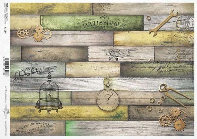 Papier de Riz Vieilles Planches Industrielles R1114