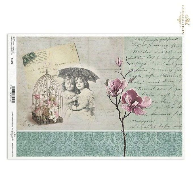 Papier de Riz Carte Postale Enfant R1179