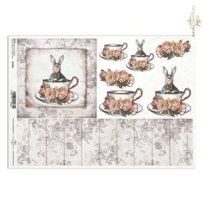 Papier de Riz Lapin en redingote R1580