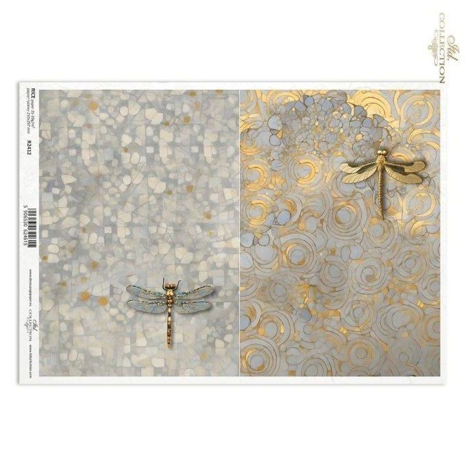 Papier de Riz Art Nouveau Libellules R2412