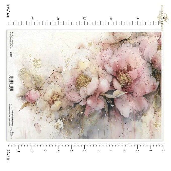 Papier de Riz Jardin des Muses Pivoine R2688