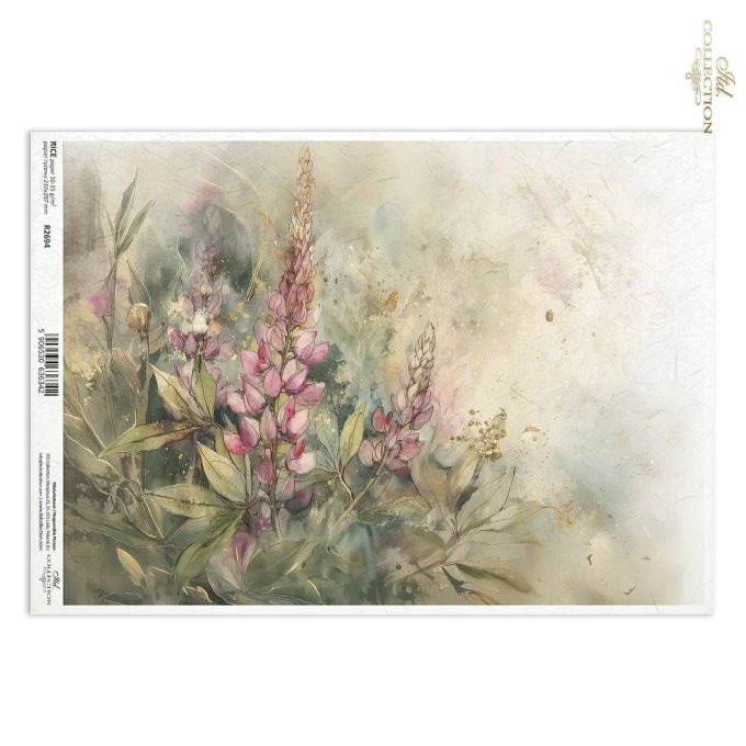 Papier de Riz Jardin des Muses Rose R2694